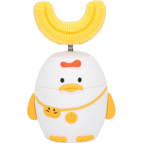 Brosse à dents électrique en silicone en forme de U, style dessin animé, pour enfants et tout-petits. (1/5)
