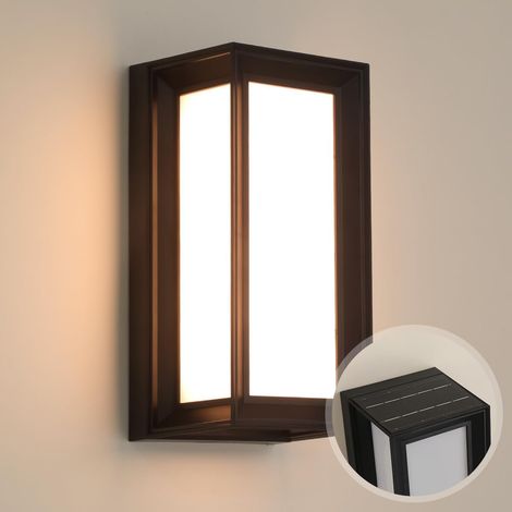 Lampe solaire avec détecteur de mouvement 6 W, 500 lumens, indice de protection IP65, applique murale extérieure étanche avec température de couleur réglable, convient pour une utilisation en (1/5)
