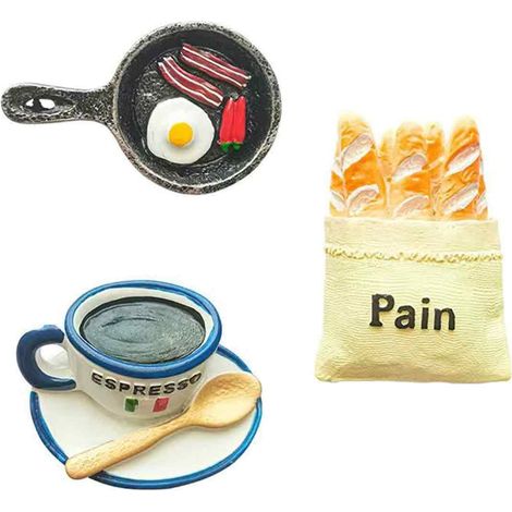 3 aimants pour réfrigérateur, en résine colorée, forme alimentaire, décoration cuisine et bureau (1/5)
