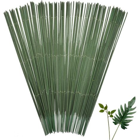 Lot de 100 Tiges De Fil Fer Pour Fleurs Diametre 2mm - Vert Foncé-Fil Floral -Fil de Fleuriste, Fil de Fer pour Art,Floral Pour Travaux Manuels,Arrangements Floraux (30CM) (1/5)