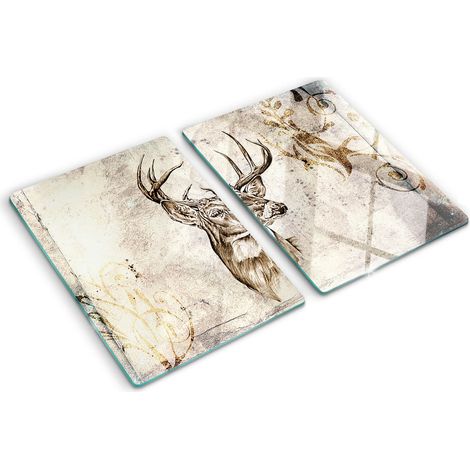 Planche de cuisine, couvre plaque, verre planche découper, verre trempé – 2 x 40 x 52 cm - Cerf