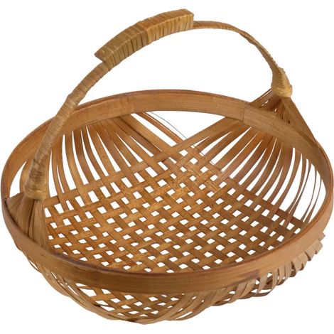 Corbeille / Panier rond D. 28 cm avec tressage en bambou - GIDEON (1/5)