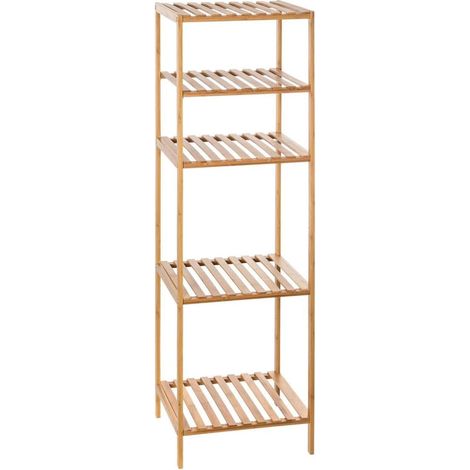 Étagère à Colonne avec 4 étagères pour Cuisine - Étagère de Sol avec 4 étagères pour Chambre et Salon, en Bambou, 35 x 32 x 111,5 cm, Beige (1/5)
