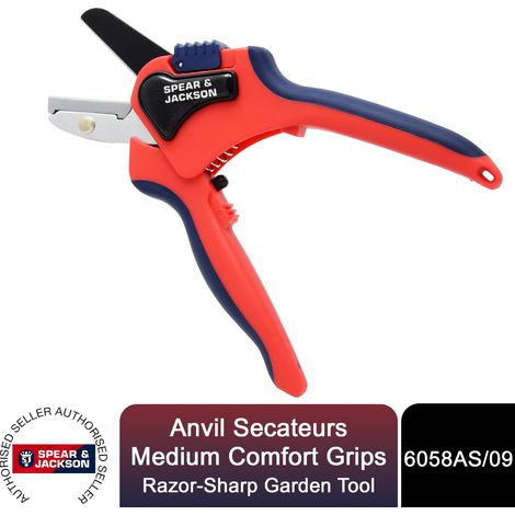Spear & Jackson Anvil Secateurs, Medium Comfort Grips, Razorsharp Garden Tool