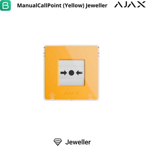 AJAX - 87651 - Pulsador de Llamada Manual (Amarillo) (8EU) ASP, Botón inalámbrico, programable y reiniciable. Versión amarilla