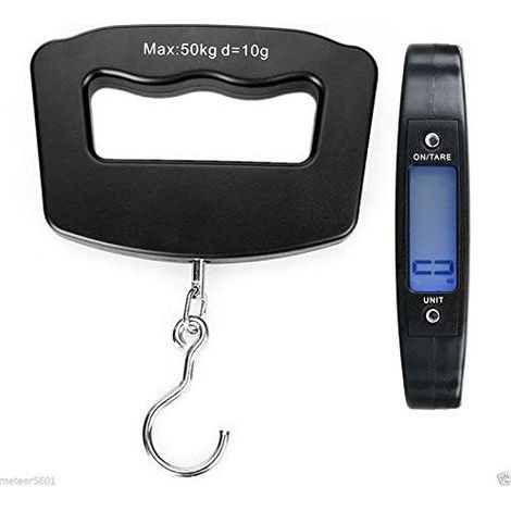 Mini-Gepäckwaage, Digitalwaage, Steelyard-Waage, 50 kg (110 lb), mit Angelhaken, Tara-Funktion, hintergrundbeleuchtetem LCD-Display für Zuhause, Landwirtschaft, Jagd und Outdoor-Aktivitäten (1/4)