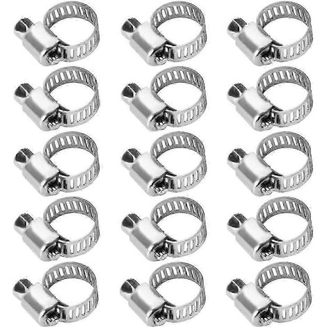 15 colliers de serrage en acier inoxydable pour tuyaux de 8 à 12 mm, fixation JP (1/5)