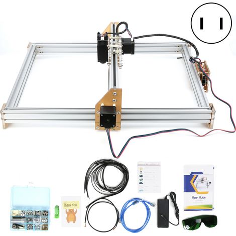 Graveur Laser Portable DIY Graveuse Découpeuse de Bureau 300mW 4050 Graveur Imprimante CNC pour Bois Acrylique, Tension 100-240V avec Prise US (1/5)
