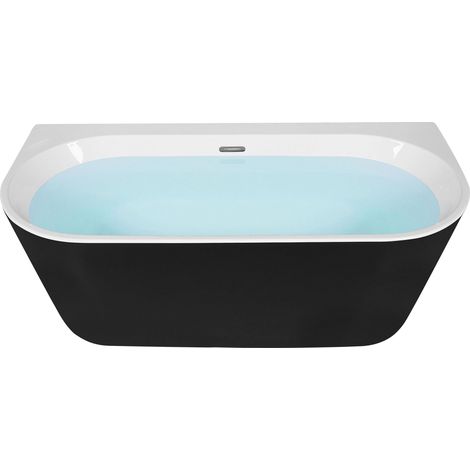 Baignoire en Acrylique 170 x 80 cm Ovale Bords Arrondis Noire Harvey