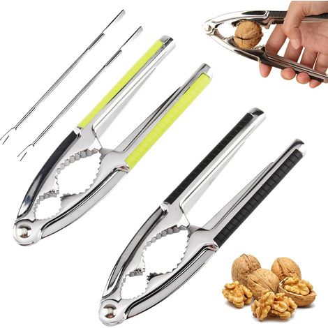 4 robuste Nussknacker für Haselnüsse, langlebige Nussknacker aus Metall mit rutschfesten Griffen für Kastanien in der Schale, brasilianische Krabben, Hummer (schwarz und grün) (1/5)
