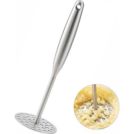 Machacador de patatas de acero inoxidable，Cortador de patatas，25 x 8,5 x 8,5 cm，Utensilio de cocina，Ideal para hacer puré de aguacate，Plateado (1/5)
