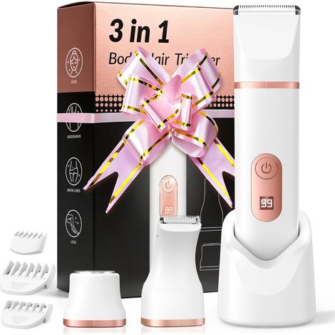 Women's Electric Shaver, Intimate Hair Clipper: 3 in 1 Wet/Dry Trimmer, Portable and Wireless, for Jersey/Face/Armpits/Legs/Arms, Painless and Irritation-free (1/5)