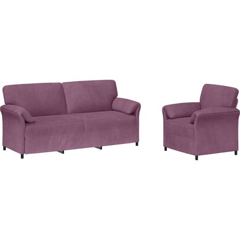 Set di divani 2 pz Viola Velluto vidaXL (1/5)