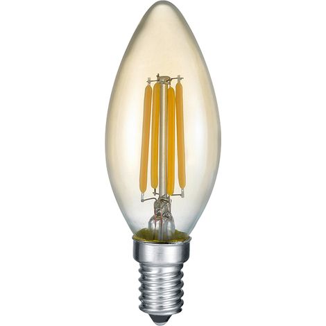 E14 Filament LED, 4 Watt, 400 Lumen, warmweiß, Ø3,5cm, 3 Stufen Dimmer, amber