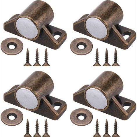 4 Stück Magnetverschluss-Schranktürmagnete mit Edelstahlschrauben für Schiebetüren von Landhausküchen (Bronze)