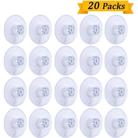 Ventouses Adhésives en PVC Transparent Lot de 20 Pièces 45 mm Sans Crochet pour Intérieur et Extérieur - (1/4)