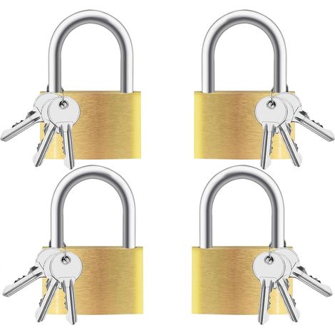 Cadenas À Clé - 4 Pièces En Laiton Massif 30 mm - Pour Casier De Salle De Sport, Boîte À Outils, Porte, Trousse Et Valise - 12 Clés Identiques (1/5)