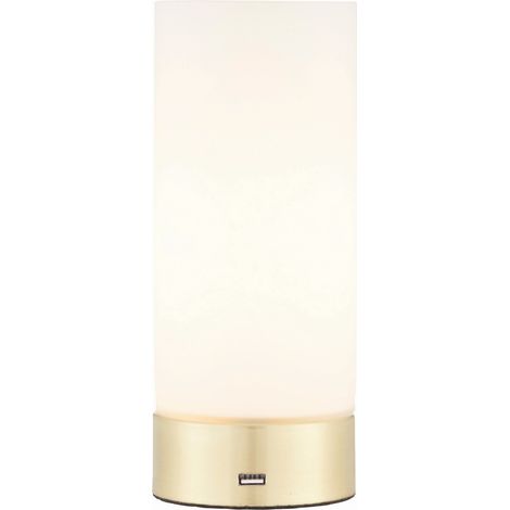 Endon Dara - Lampada da tavolo a 1 luce Ottone spazzolato, vetro duplex opalino opaco, E14