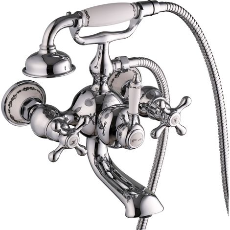 PaulGurkes Badewannenarmatur Nostalgie Retro Landhausstil mit Brause Keramik (1/5)