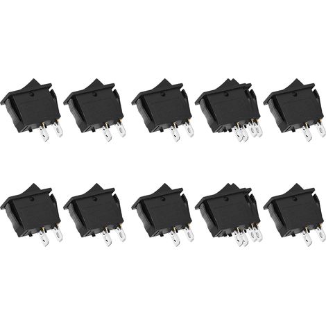 10 interrupteurs à bascule 2 broches ON/OFF 2 positions KCD3 pour usage domestique, bornes argentées, lot de 10 (1/5)