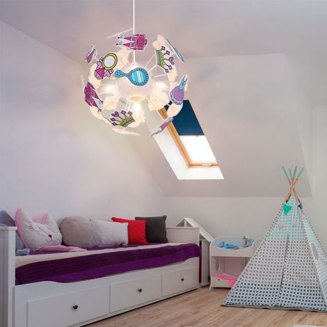 Lampada a sospensione camera dei bambini luce a sospensione castello camera dei bambini ragazza, plastica, 4x prese E14, DxH 35 x 120 (1/5)