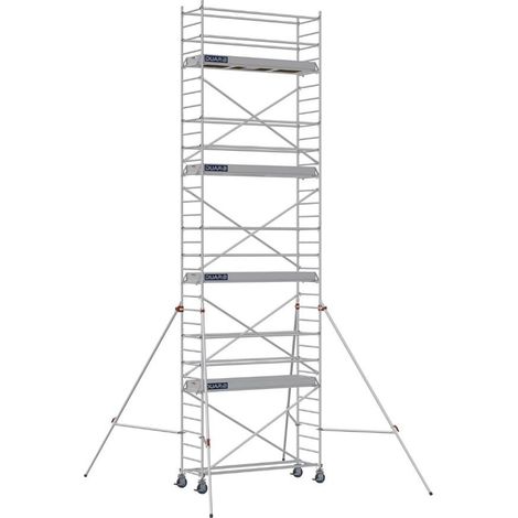 DUARIB - Échafaudage roulant aluminium Docker – Version lisses – Largeur 85 cm – Hauteur max 11,90 m – Longueur 2,05 / 2,54 / 2,95 m - Hauteur de plateau 7,9 m - L 2,54 x l 0,85 m