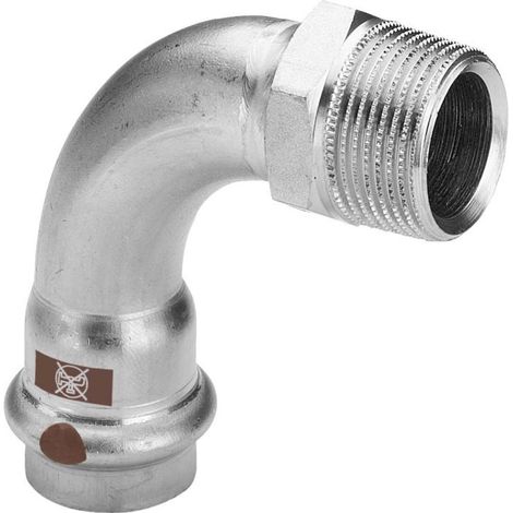 Viega Arc Temponox 812409 15 mm x R 2000 /2, 90 degrés, acier, antirouille, filetage R, contour SC