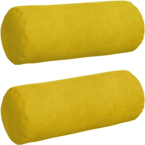 Coussins décoratifs, lot de 2, jaunes, 15 x 40 cm de diamètre (1/5)