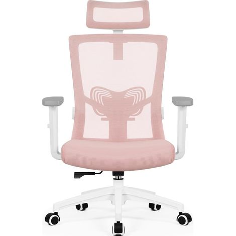 Bürostuhl Ergonomisch Drehstuhl Kopfstütze Armlehnen 150kg Rosa (1/5)