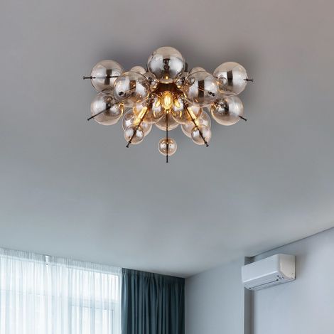 [GEBRAUCHT] B-Ware Globo Lighting Deckenleuchte Udo Deckenlampe Farbglas Eisen 3 Flammig Schwarz