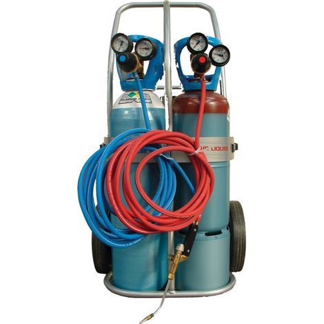 Air Liquide – Poste de soudage Rollerflam – Chalumeau bi-gaz autogène et oxyacétylénique – Autonomie 14h – Chariot ergonomique inclus