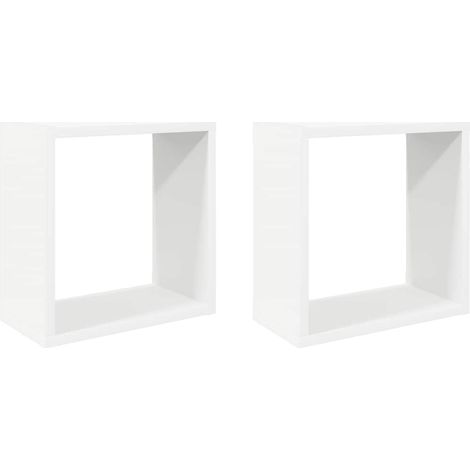 MAISON LA VIE Lot De 2 Étagères Murales - Étagères Flottantes Cube Blanc 30x15x30 Cm