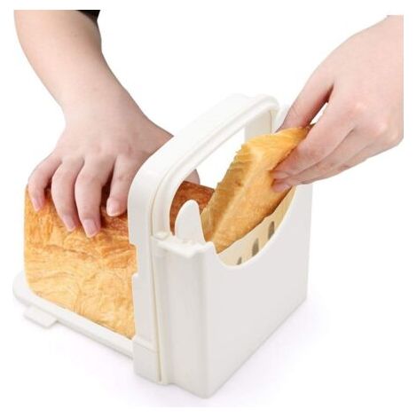 QORVA-Trancheuse à pain pliable - Épaisseur réglable - Pour pain, rôti, sandwich, pain - Blanc