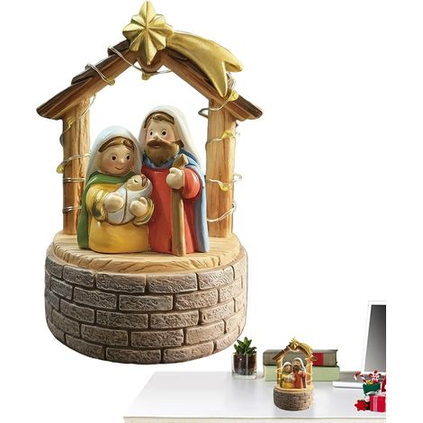 Figurines de crèche de Noël - Décoration de Noël en résine avec éclairage (1/5)