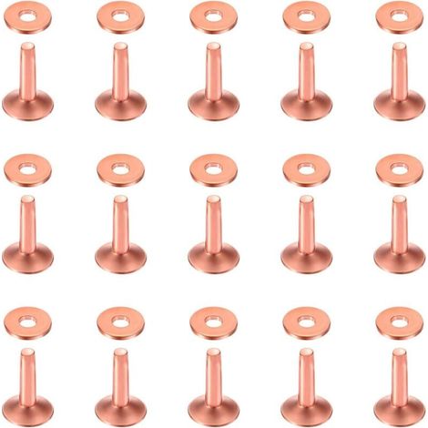Lot de 50 rivets et bavures en cuivre 10 × 3,3 × 12 mm pour ceintures, portefeuilles, colliers, produits en cuir, fournitures artisanales (1/4)