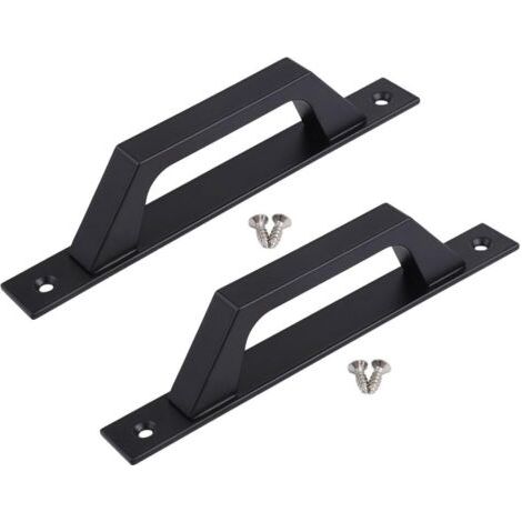Lot de 2 poignées de porte de grange noires très résistantes avec ouverture de 173 mm pour portails coulissants, abris de jardin et armoires de garage – Alliage d'aluminium résistant à la (1/5)