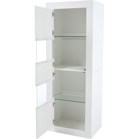 Vitrine blanche avec éclairage LED, 1 étagère en verre, 6142162 cm, vitrine sur pied, meuble colonne, meuble de rangement (1/5)