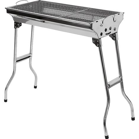 Gril à charbon, Design portable, Facile à nettoyer, Argent (1/2)