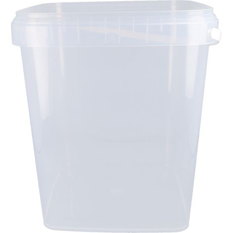 1 seau en plastique avec couvercle, PP, carré, transparent 10,8 L