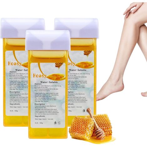 3 Pièces Roll on Cire Epilation, Cartouche Cire, Recharge Cires Roll on 150g X 3, Cires Rolls on Epilation pour Jambes, Aisselles, Corps, Unisex, Facile à Nettoyer (150g) (1/5)