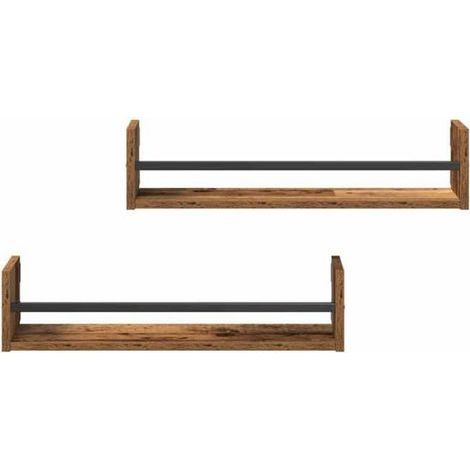 vidaXL Wandregal, 2 Stück, Antikholz, 60 x 16 x 14 cm, 869082 (1/5)
