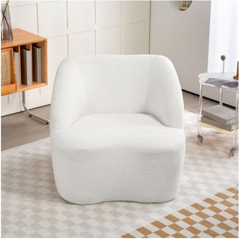 Petit Canapé 82x81x73,5cm Fauteuil Polaire Blanc Crème - Canapé 1 Place - Sans Montage, Mousse Épaisse, Base Antidérapante (1/5)