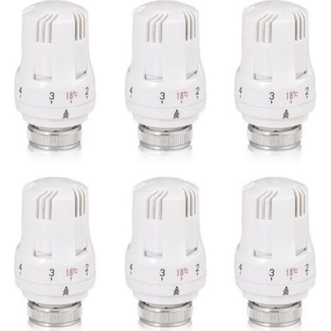 Tête thermostatique radiateur M30 x 1,5 Lot de 6 pièces Régulation automatique de température Protection anti-gel