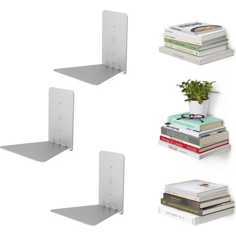 Étagère Murale Invisible, Lot de 3, Petit, Argent (1/5)