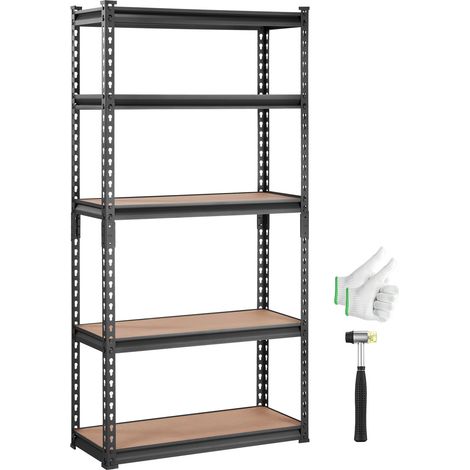 VEVOR Scaffale per Carico Pesante da Garage Officina Cantina 5 Ripiani in Metallo Carico Totale Massima 907,2kg, Scaffale in Metallo Altezza Ripiano Regolabile 75 x 30 x 152 cm, Scaffale per Magazzino