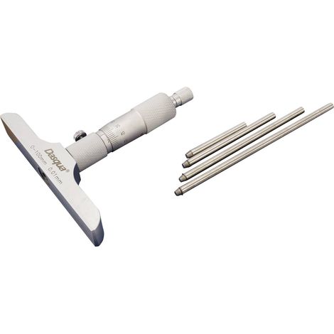 Dasqua 4611-8120 Micromètre de profondeur avec tige remplaçable 100 mm (max) Lecture: 0.01 mm (1/5)
