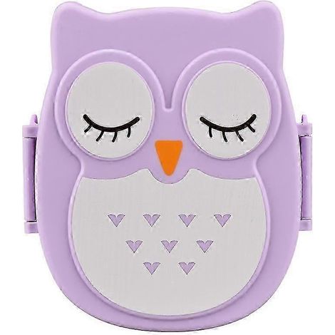 Boîte à lunch hibou, boîte de rangement alimentaire portable, boîte bento violette (1/3)