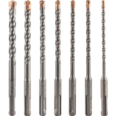 Accessoires jeu d'embouts 7x, pour marteau perforateur, pour accessoires de marteau burineur en béton armé, argent, longueur 16 cm (1/3)