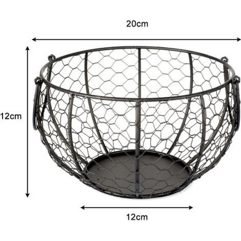 Panier À Œufs - Fer Noir - 12 x 20 x 12 cm - Pour Cuisine Et Fruits - 1 Pièce (1/5)