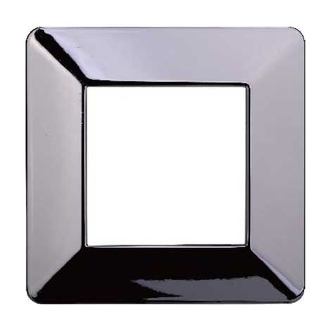 Plaque compatibles Vimar Plana 2 modules plastique couleur chrome poli Ettroit EV83213